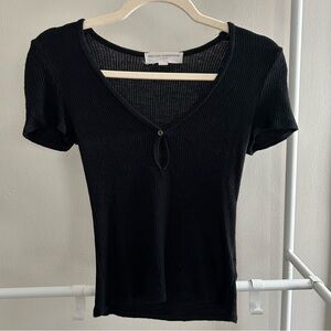 Urban Outfitters Project Social T black ribbed top with keyhole neckline